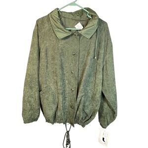 NEW CS Signature Women's Vintage Deadstock Reversible Green Coat 2X 20-22 Button